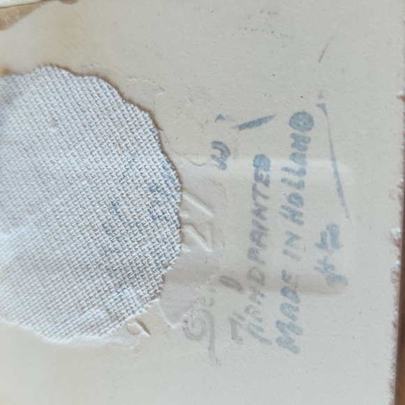 Delft Blue Hand Painted Hanging Tile 1 7/8" Set of 2 *Crazing Small chip… - Picture 3 of 6